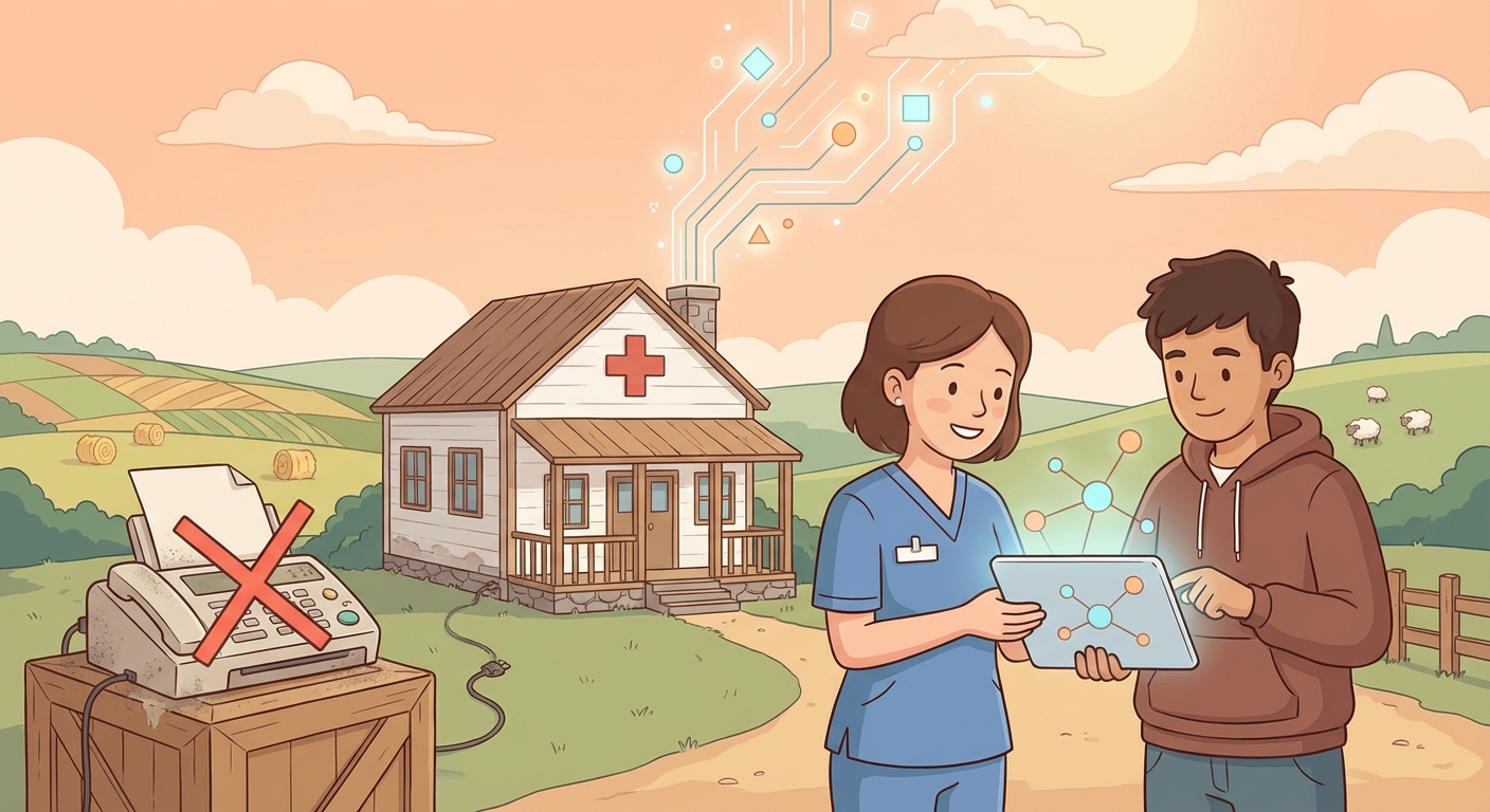Rural hospital with digital connections replacing a fax machine
